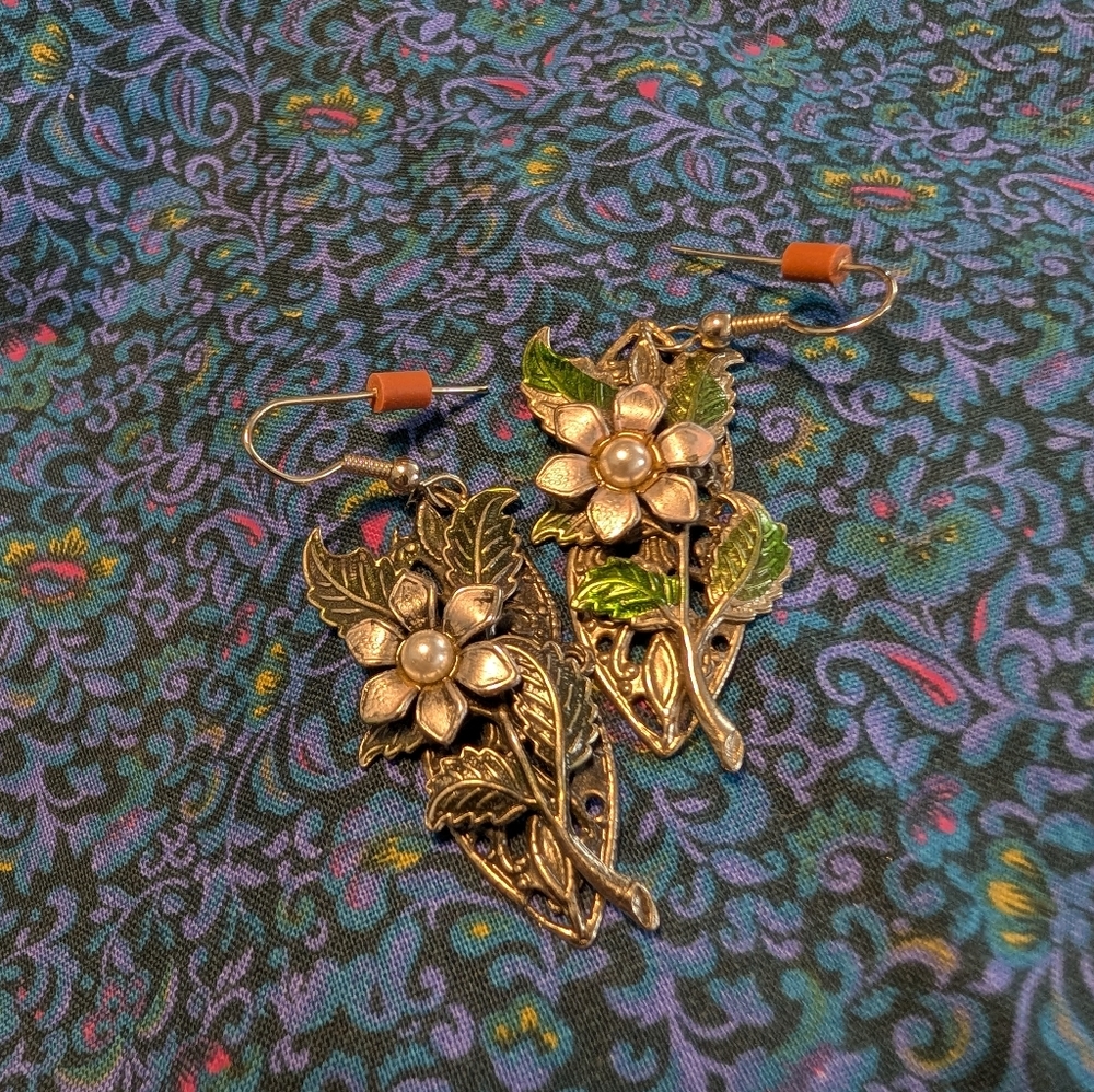 Floral Silver Earrings